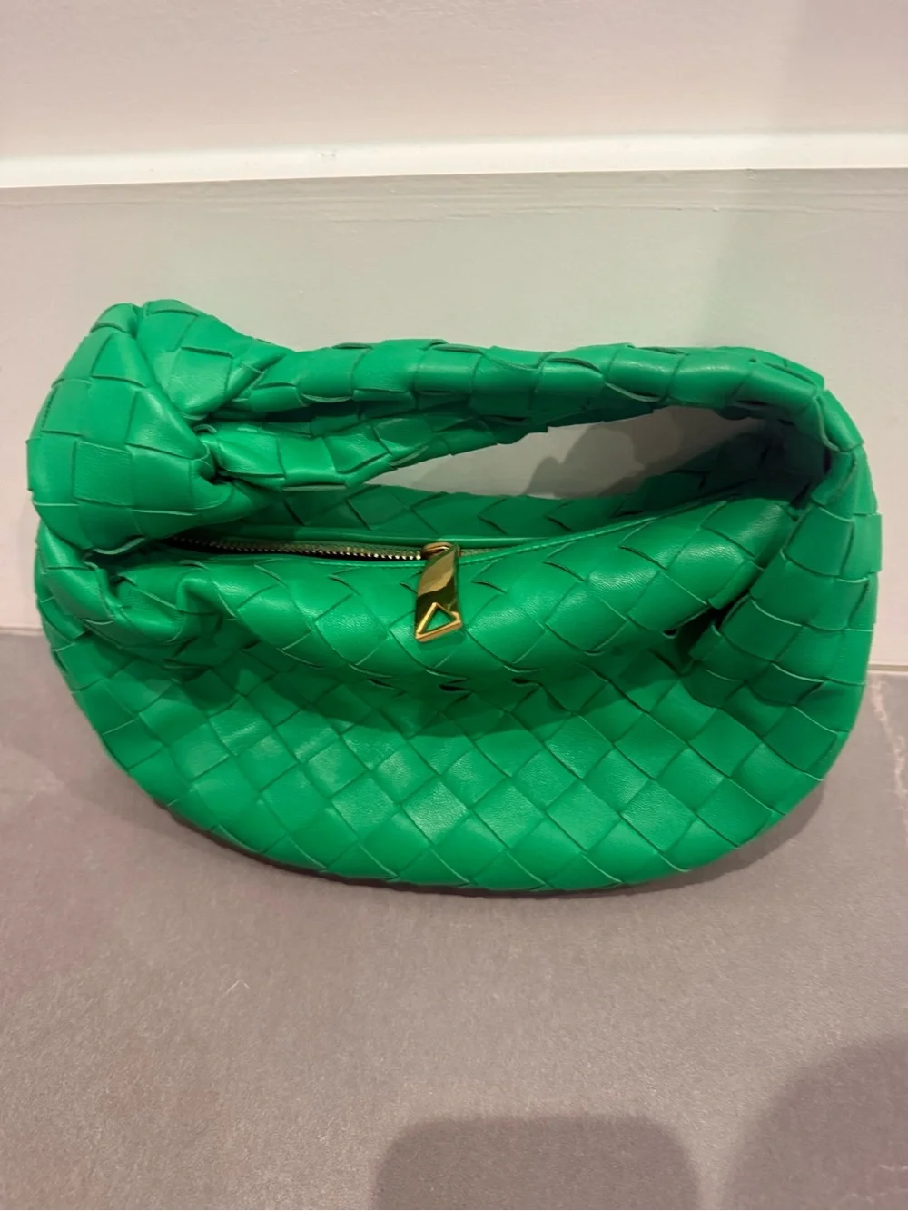 Bottega Veneta Emerald Green Intrecciato Hobo with Gold Hardware